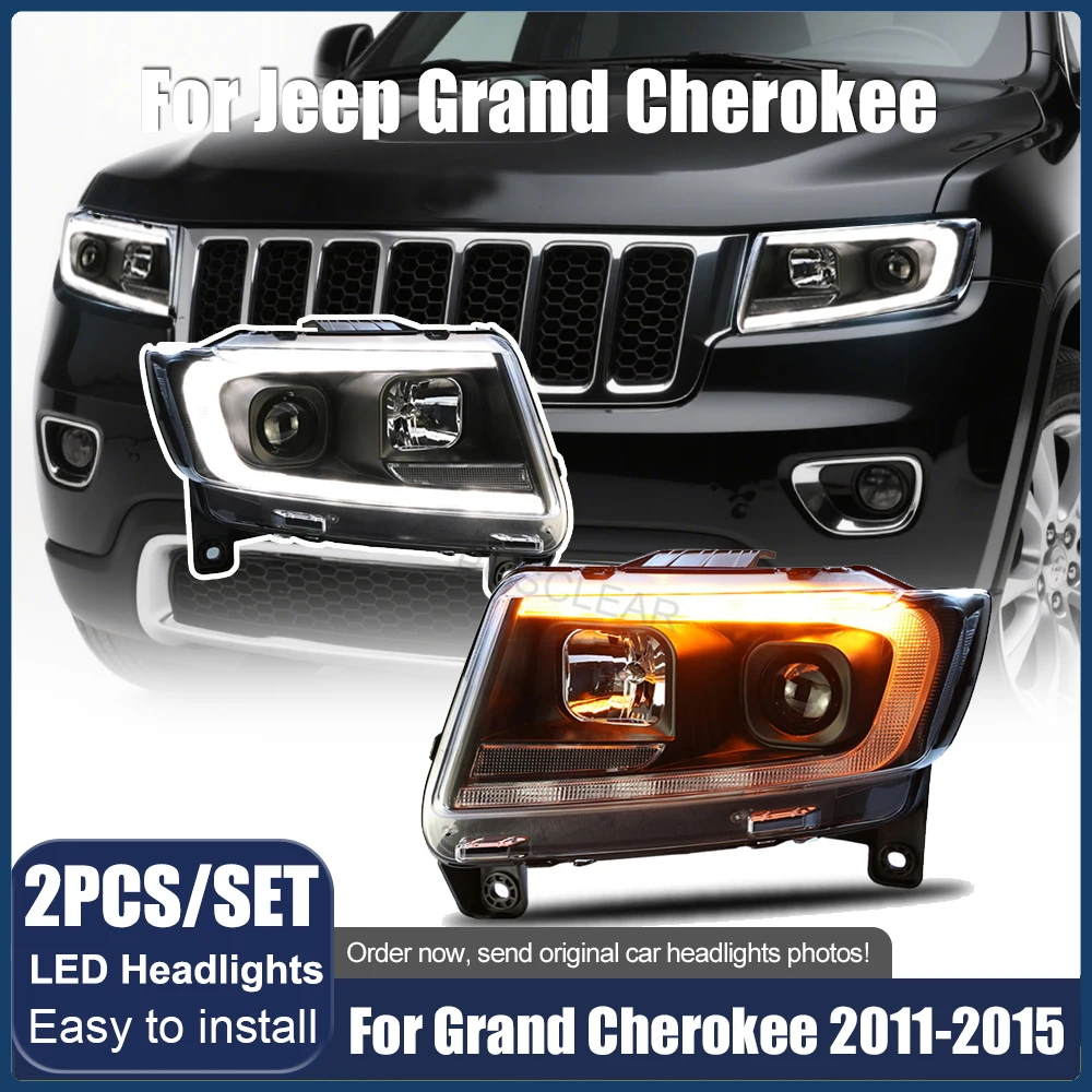2pcs LED Headlight Taillamps Assembly for JEEP Grand Cherokee - HID LED DRL with Dynamic Turn Signal for 2011-2014 JEEP Compass
