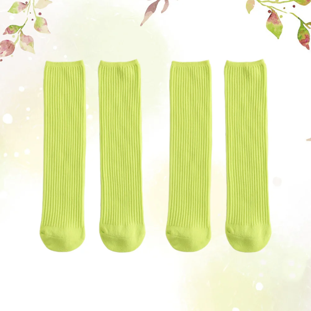 

2Pairs Mid-Calf Socks Cotton Breathable Solid Color Universal for Kids Adults Comfortable Elastic Durable Warm Socks Fluorescent