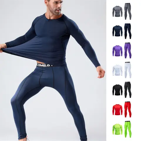 Men's Running Set Gym Jogging Thermo underwear xxxxl Second skin Compression Fitness MMA rashgard Male Quick dry Track suit