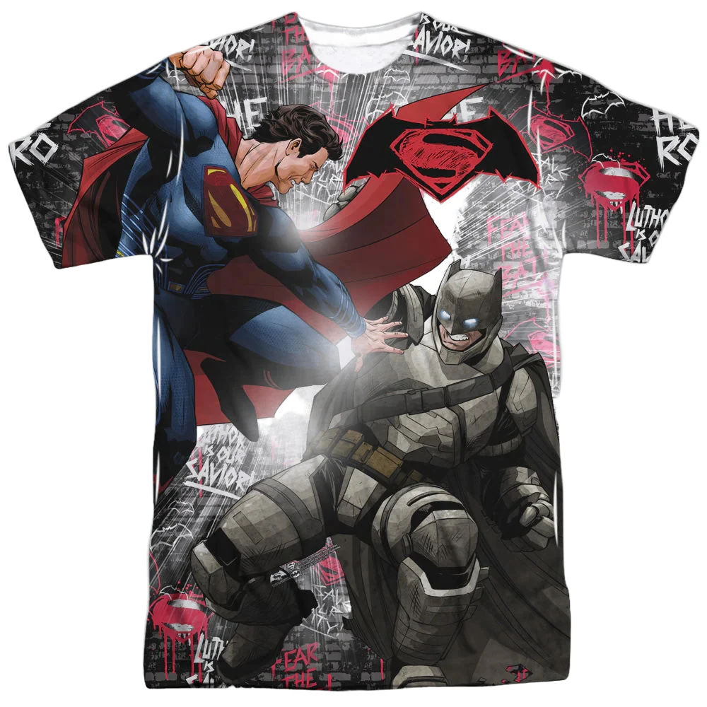 Camiseta con tema de superhéroe Batman para niño, camiseta de Anime de Batman v Superman Showdown, camiseta de verano a la moda para niños y adultos, ropa 2026