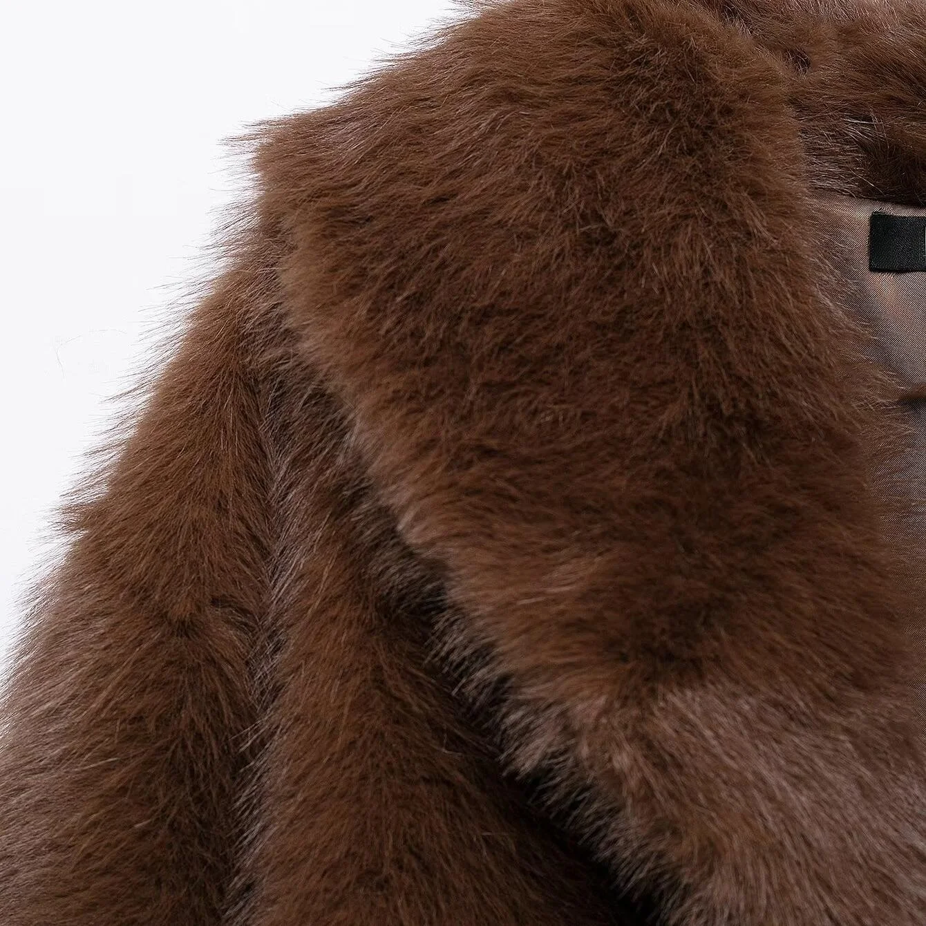 KASLEAD 新しい女性のファッションミニマリストショート人工毛皮コートストレートチューブスタイル長袖フリップカラーポリエステル繊維