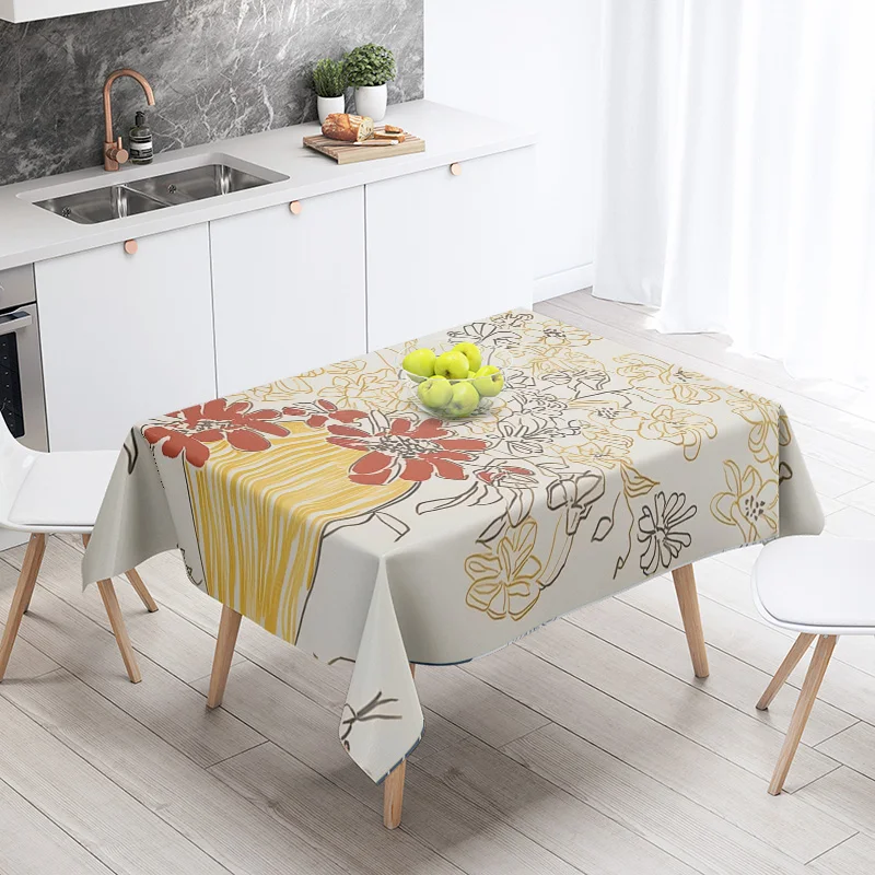 Morandi Ins Style Tablecloth Abstract Art Design 2025 New Geometric Pattern Decorative Tablecloth for Coffee Shop