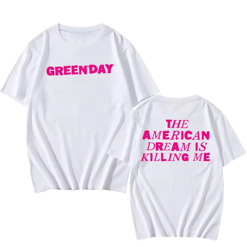 SAVIORS الحلم الأمريكي يقتلني تي شيرت روك باند اليوم الأخضر التي شيرت القطن الصيف قصيرة الأكمام تي شيرت الرجال الملابس