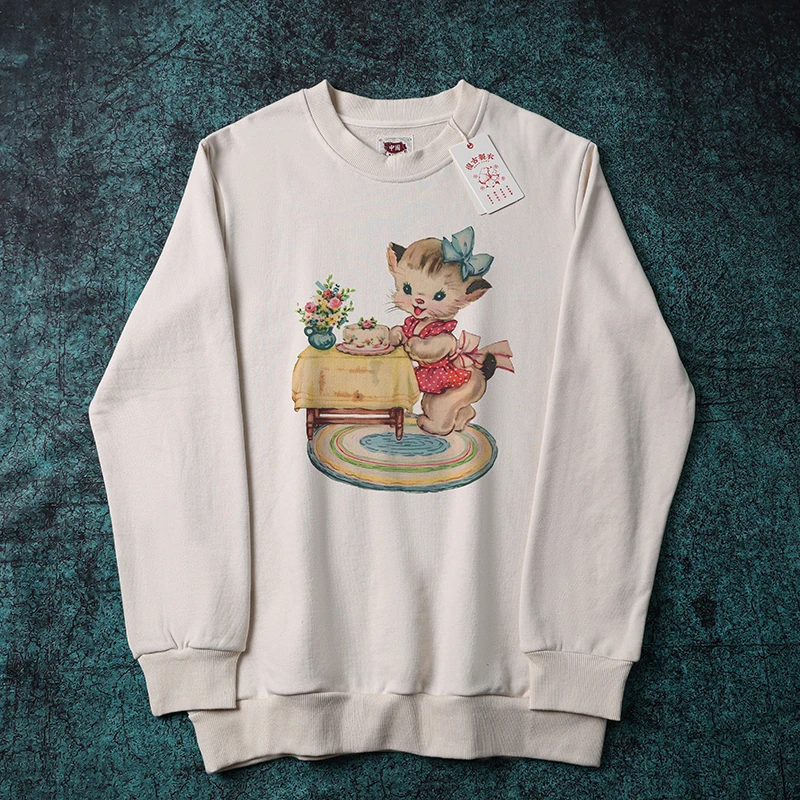 

Винтажный свитшот Xie Xianen в американском ретро-стиле 80-х годов, с эффектом потертости, с капюшоном, удлиненный, утолщенный, с круглым вырезом, из хлопка