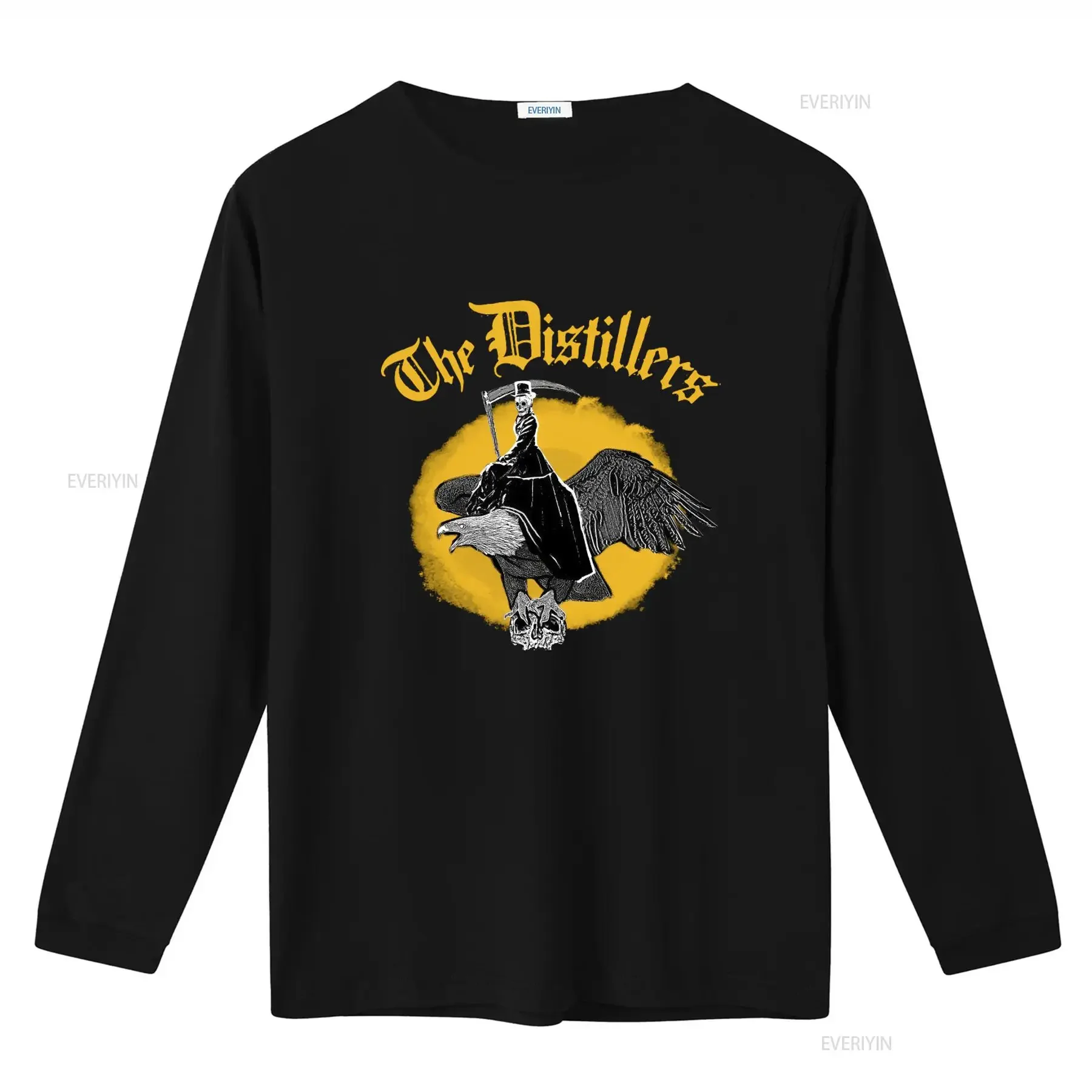 Rare The Distillers Black T Shirt Gothic Skull Reaper Eagle Print Size S To 234Xl Ac206 vintage Washed fashion Unisex Stylish