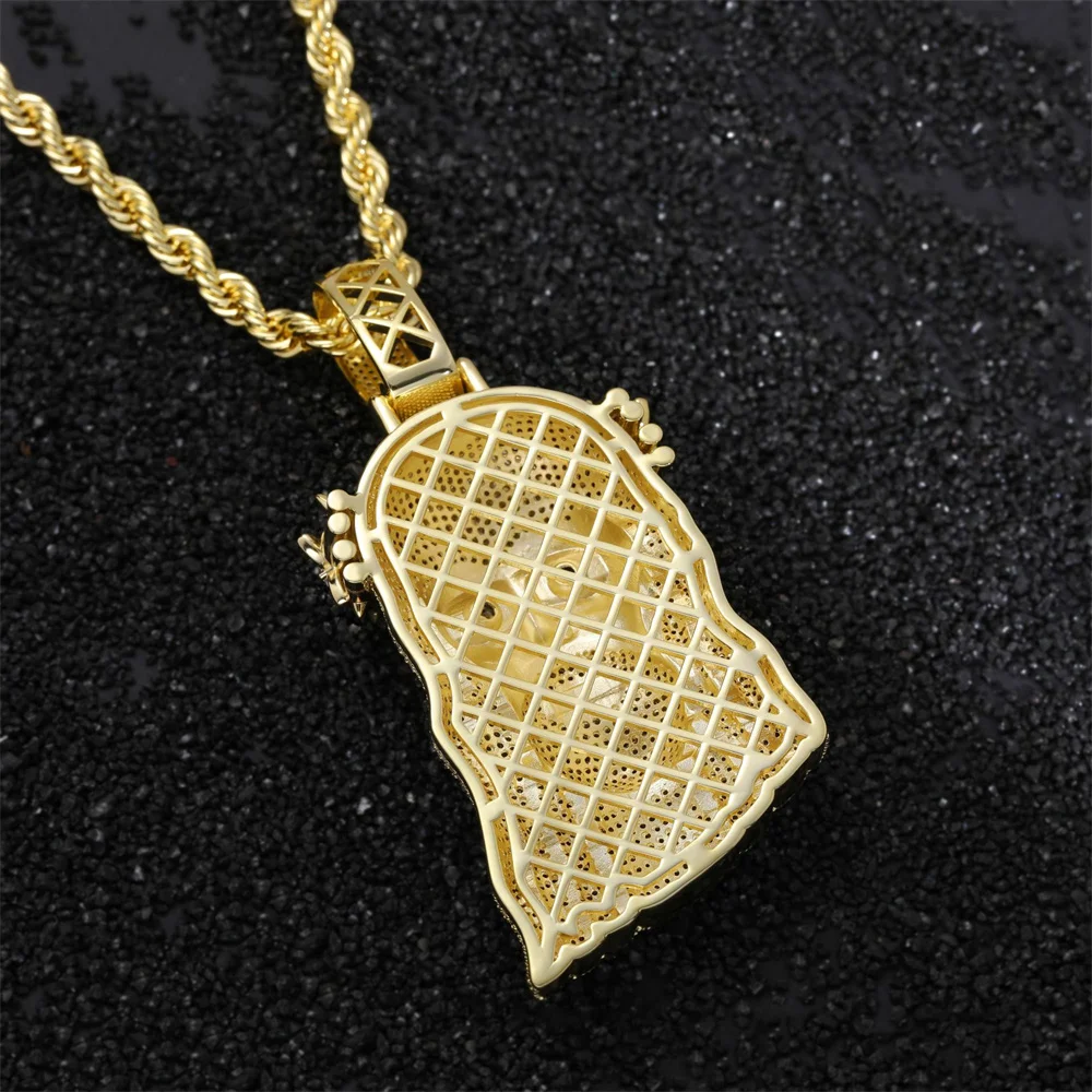 Anztilam Men Head Iced Out Pendant Necklaces For Men Long Link Chain Women Brass Zircon Hip Hop Jewelry Free Shipping
