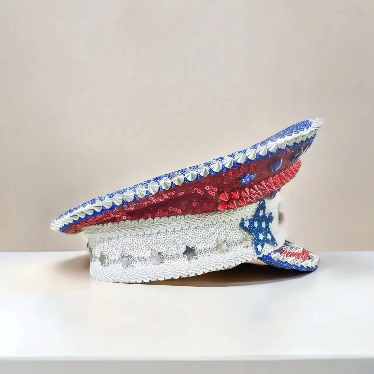 HongLuan  Halloween Costume Hat, Captain Hats Rhinestone for Burning Man Festival Woman, Cosplay Female Accessories