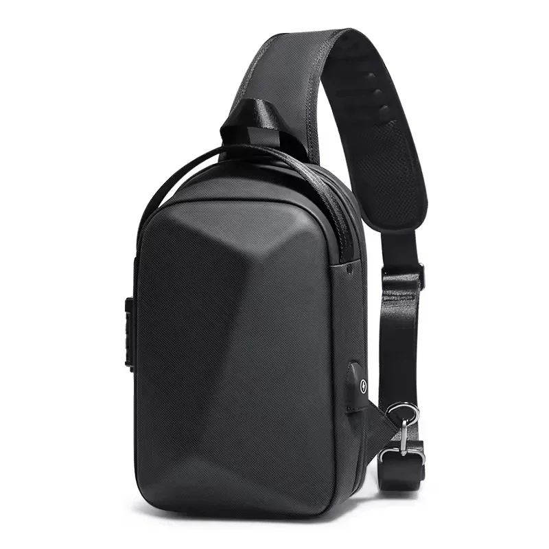 

Men's 9.7 ipad Hard Shell Chest Bag Waterproof Anti-theft Crossbody Bag Casual Short Trip Shoulder Bag USB Charging WT500