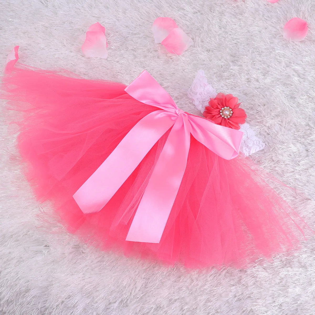 

Infant Tutu Skirt Newborn Red Bow-Knot Dress Outfit Headband Baby Photography Prop Crochet Clothes 0-6 Months Baby Photo Prop