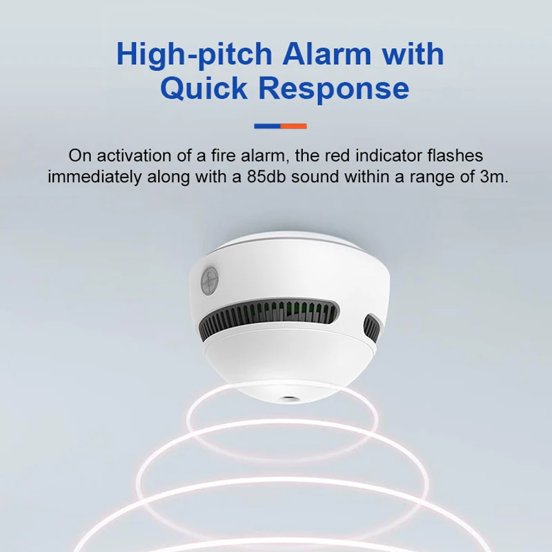 PGST TUYA WiFi 煙探知機、火災警報セキュリティ煙センサー、スマートホームセキュリティ警報、モバイル APP 表示