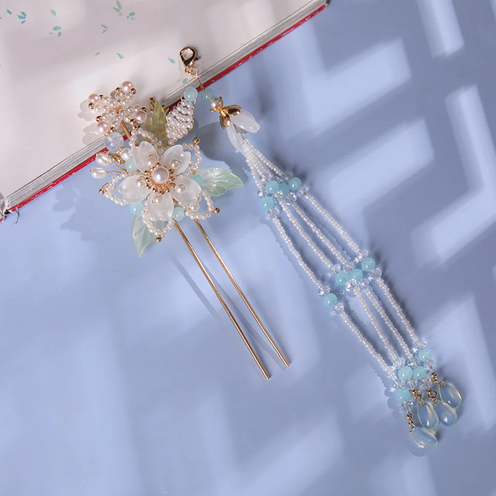 

Vintage Metal Chinese Retro Pin Flower Decor Lightweight Durable Bun Stick For Wedding Banquet Women'S Japanese Hair