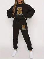 Autumn Winter Black Sweater Set Women's Loose Fit High Street Unisex style Streetwear Sweatshirts Hoodie Loose Casual Clothing - Image 4