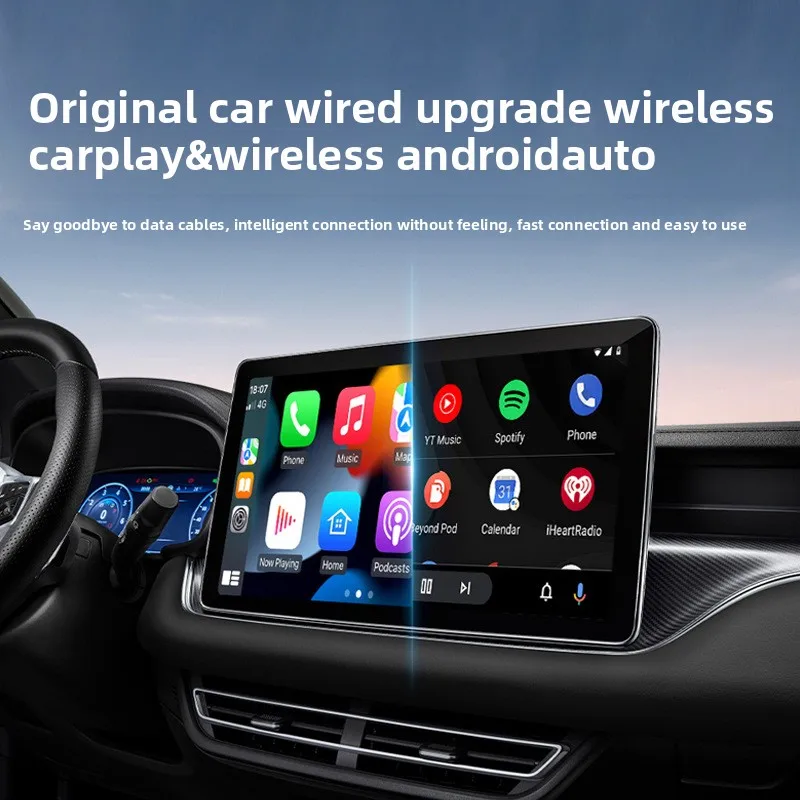 2-in-1 Wireless CarPlay Android  Auto Adapter 5GHz WiFi Connectivity USB Plug-and-Play Design Supports Wireless CarPlay IOS