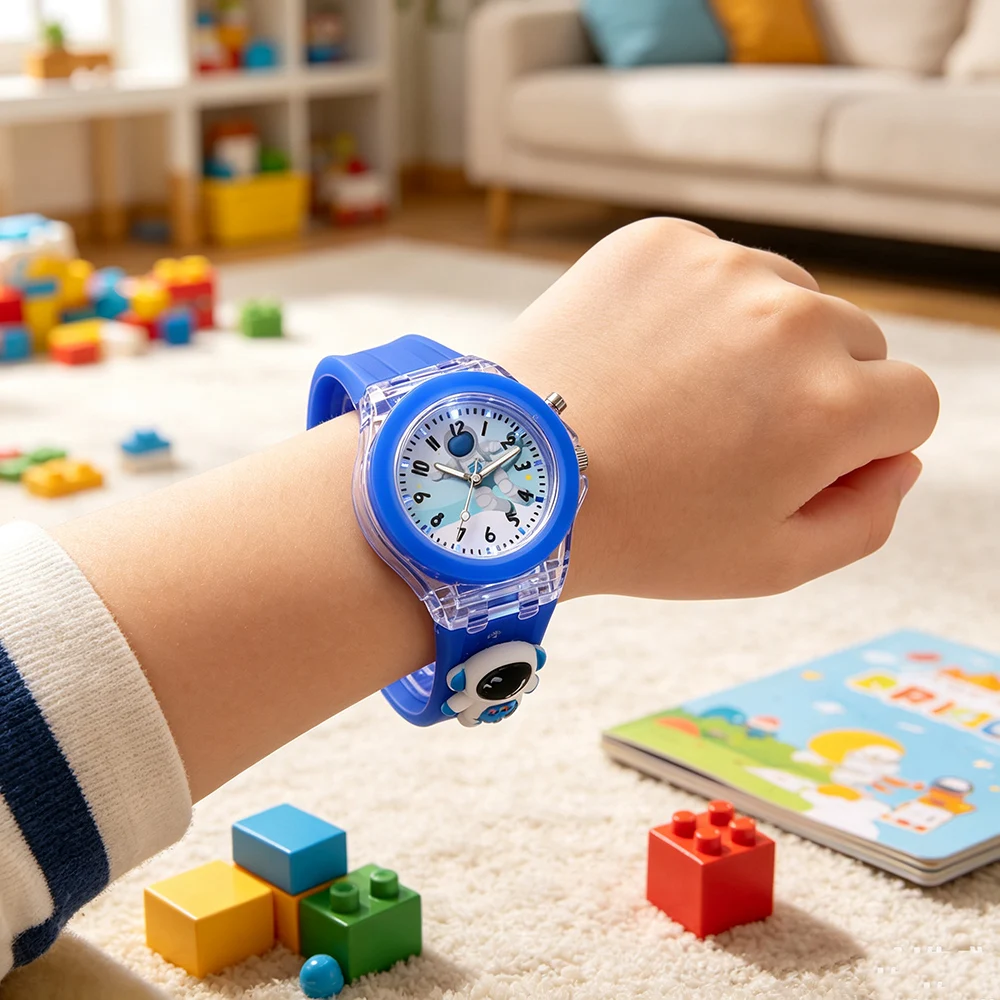 Fashion 3D Spiderman Children's Watches for Boy Flash Light Cartoon Figure Doll Kids Quartz Clock School Student Birthday Gifts view 5