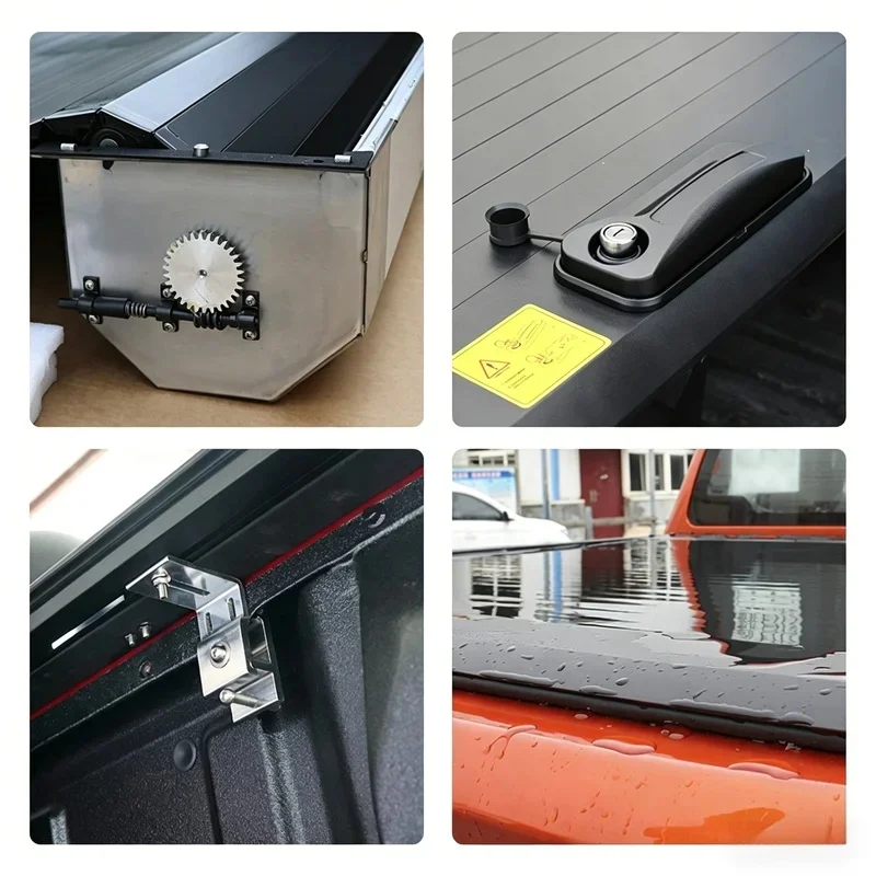 Factory Direct Profsional One-Hand Slide Aluminum Alloy Retractle Tonneau Truck Bed Cover With Built-In LED