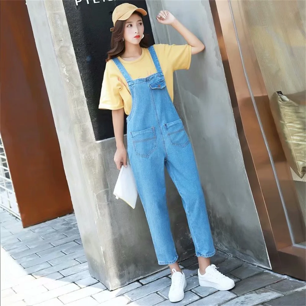 Women's Jeans Summer Thin Denim Suspender Skirt Slit Slip Dress Korean Fashion Denim Pants Cotton Streetwear 2022 Pant for Women