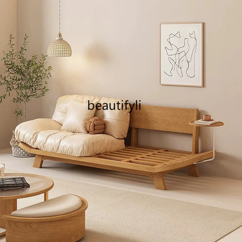 Nordic living room sofa oak removable cloud fabric sofa modern simple three-person sofa