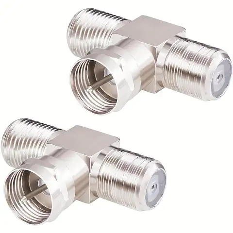 F-Type 3 Way Male to 2 Female Coaxial Cable Connector Splitter Adapter Combiner for Cable TV Satellite Receivers Antenna Cable