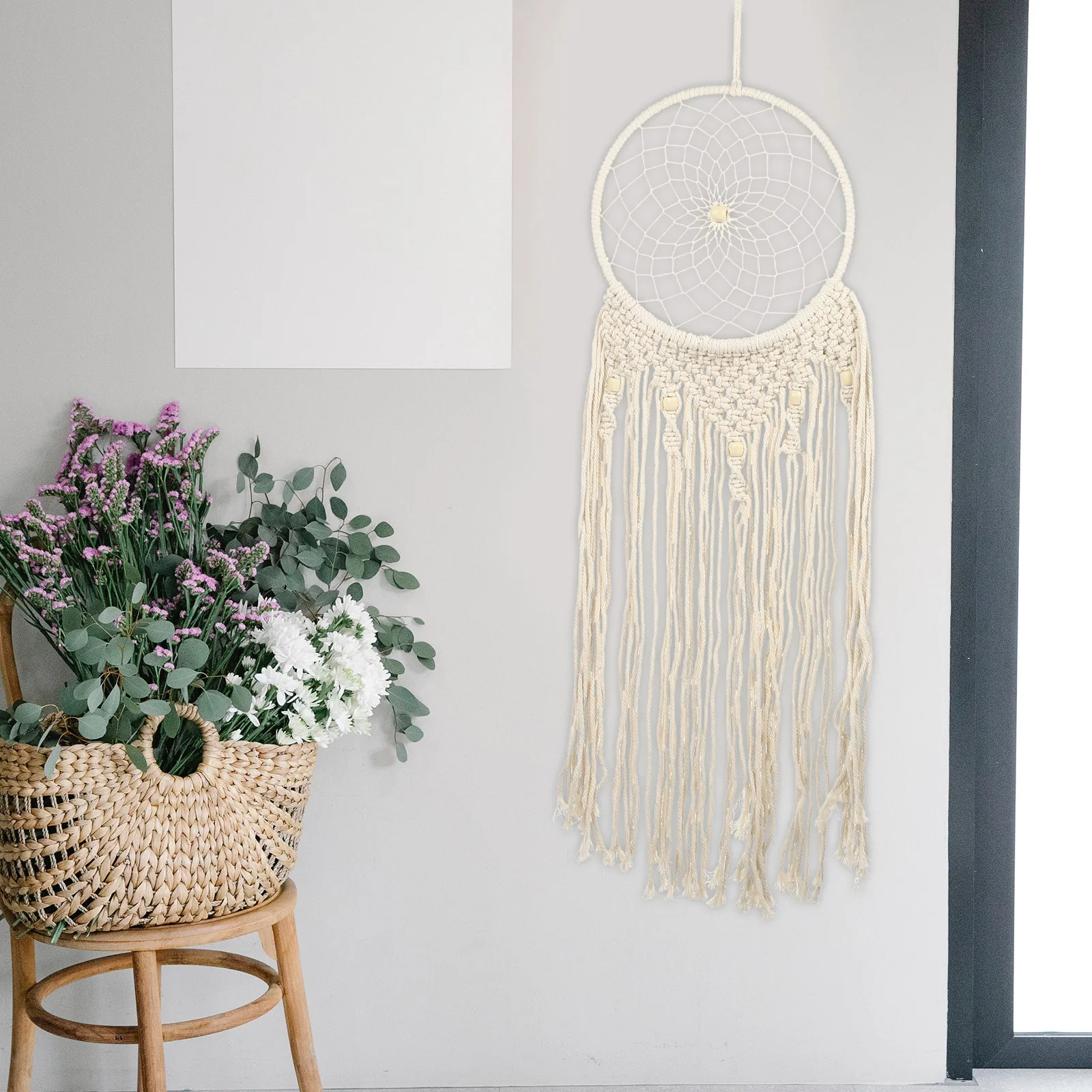 

Woven Dreamcatcher Wall Hangings Cotton Rope Bedroom Decor Indoor Pendant Hanging Tapestry Chic Tassel Home Ornament