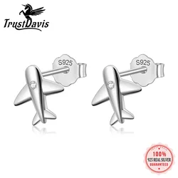 Trustcherokee Real 925 Sterling Silver Aircraft Airplane Plane orecchini per le donne matrimonio Fine 925 orecchini gioielli regalo DS222