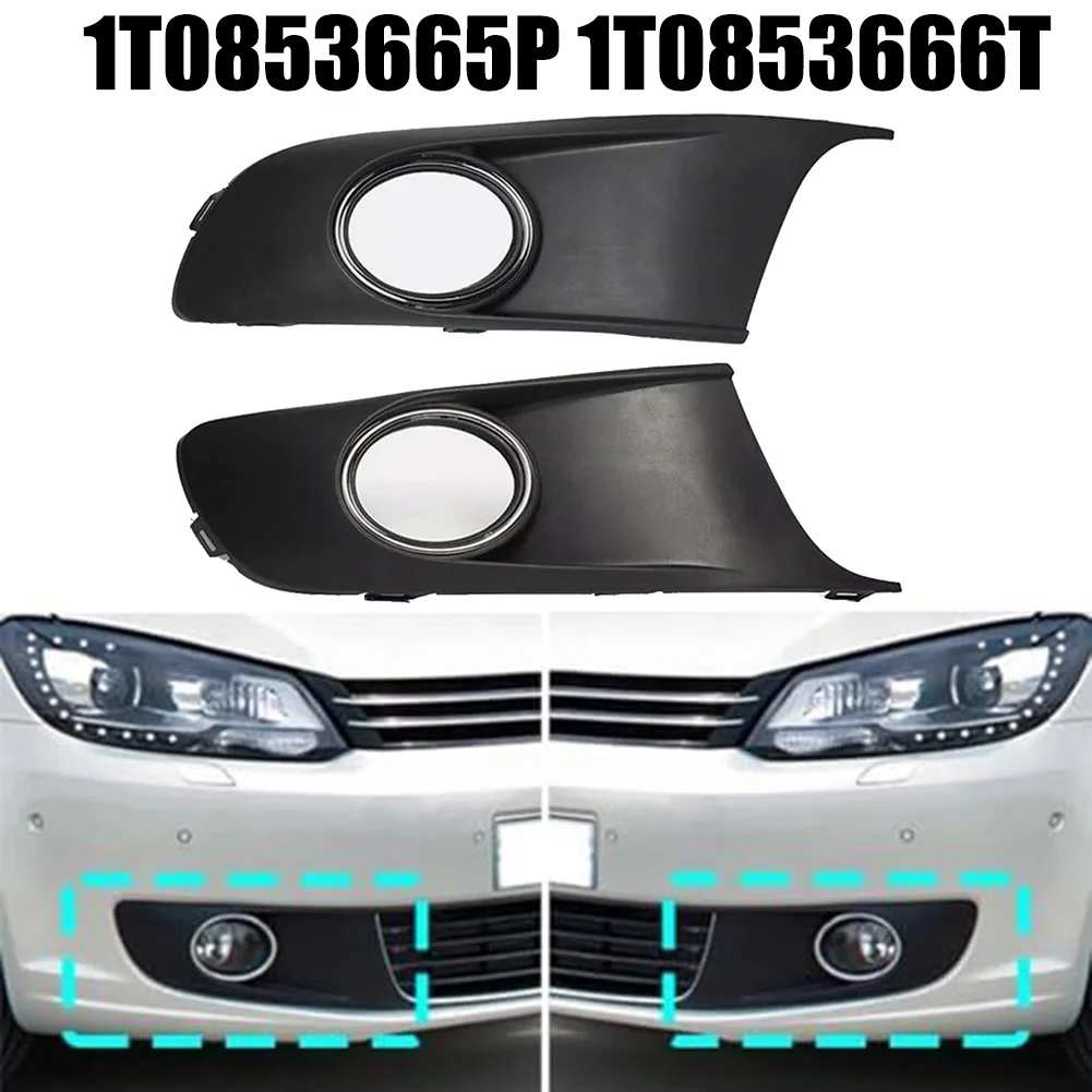 

For Touran 2010 2015 Front Bumper Fog Lamp Grilles Covers 1 Pair Compatible with OEM Part Numbers 1T0853665P 1T0853666T