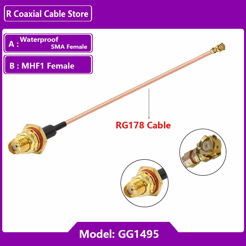 1 unidad uFL u.FL MHF -1 hembra a adaptador hembra SMA resistente al agua extensión de antena WIFI Coaxial RF Cable MHF RG178