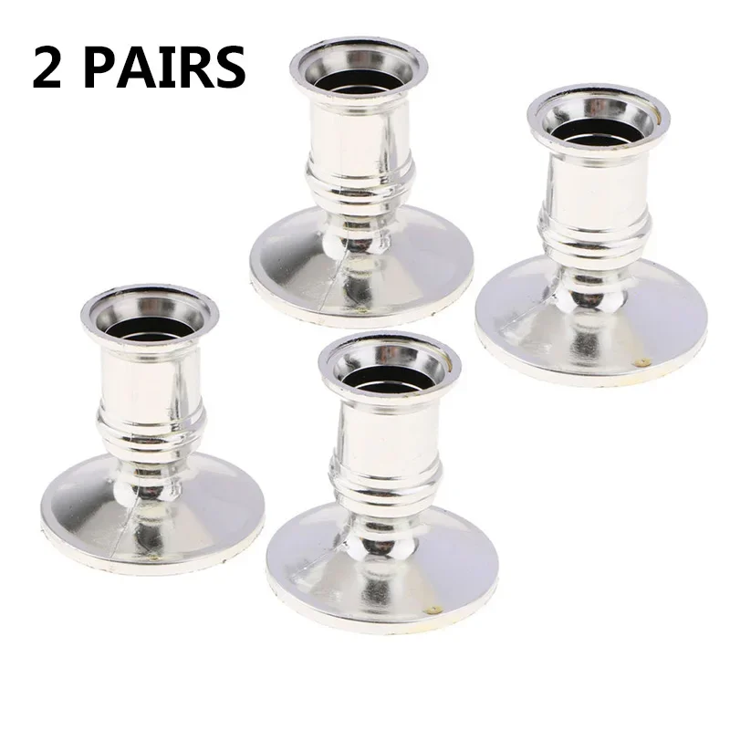 Decoration Candle holder Centerpiece Tea light 4pcs Base Standard Candlestick Pillar Silver Table top Practical