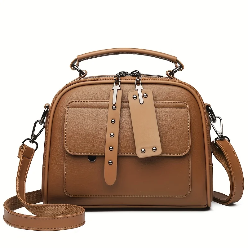 New Fashionable Women's Versatile Bag, Multi-layer Large Capacity Shoulder Bag, Simple Casual Leather Crossbody Bags