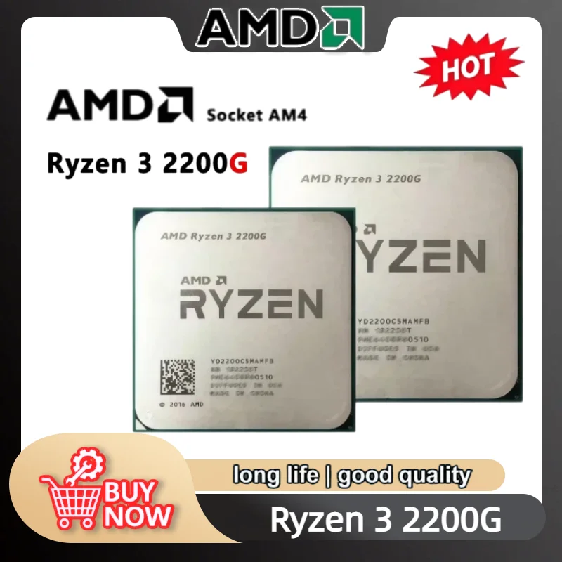 AMD Ryzen 3 2200G Usado, R3 2200G 3.5 GHz Zen 0.014, CPU de Cuatro Núcleos y Cuatro Subprocesos, YD2200C5M4MFB, Socket AM4, Gran Oferta