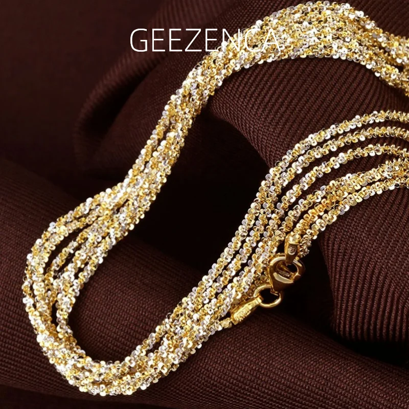 GEEZENCA Italian Craft 925 Silver Two Tone Plated Sparkling Chains Necklaces For Women Chic Luxury Fine Jewelry 2024 New Gift