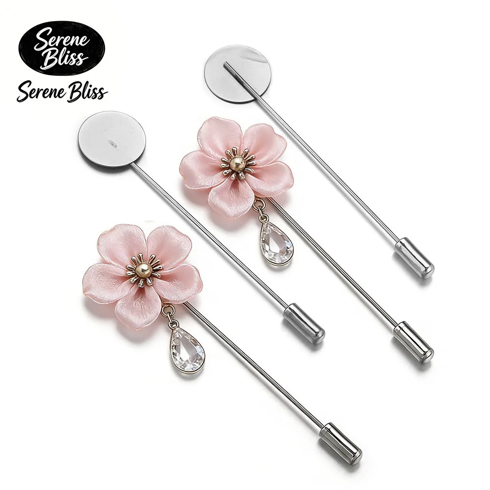 

10Pcs Stainless Steel Long Brooch Pin with Round Blank Tray DIY Women Man Brooches Jewelry Making Supplies Accessories Wholesale