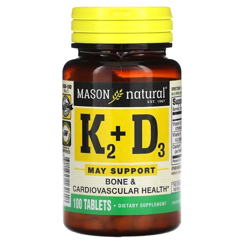 

Vitamin K2 and D3 Supplement for Calcium Absorption Promotion Bone Health Support-100 Tablets