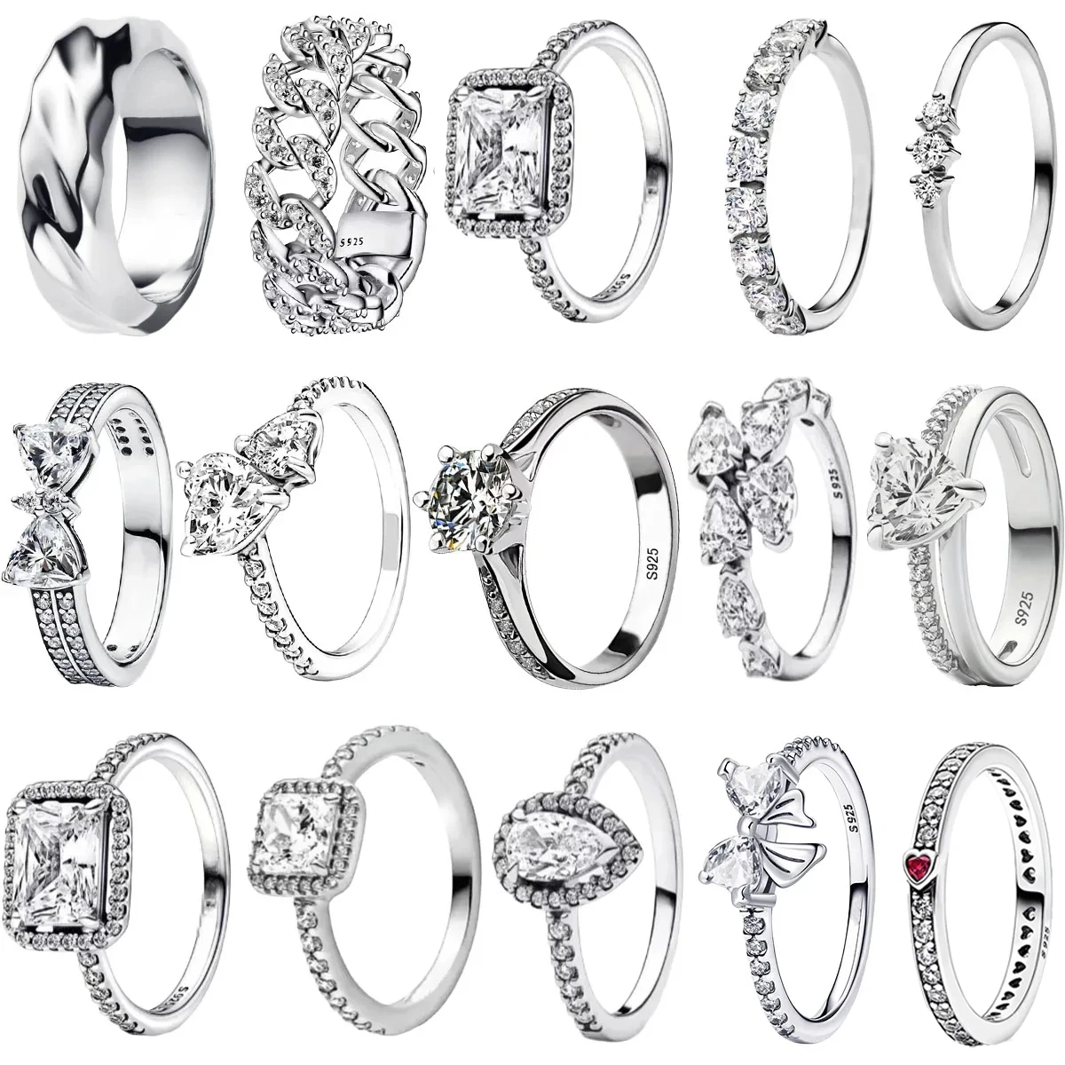 

Rings For Women 925 Sterling Silver Sun Moon Heart Crown Pearl Zircon Couple Ring Sparkling Fine Jewelry Gift for Valentines Day