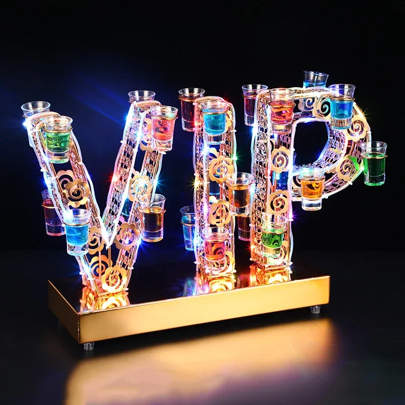 

Nightclub bar customized logo VIP light emitting diode display stand drink service LED glass drink cup holder