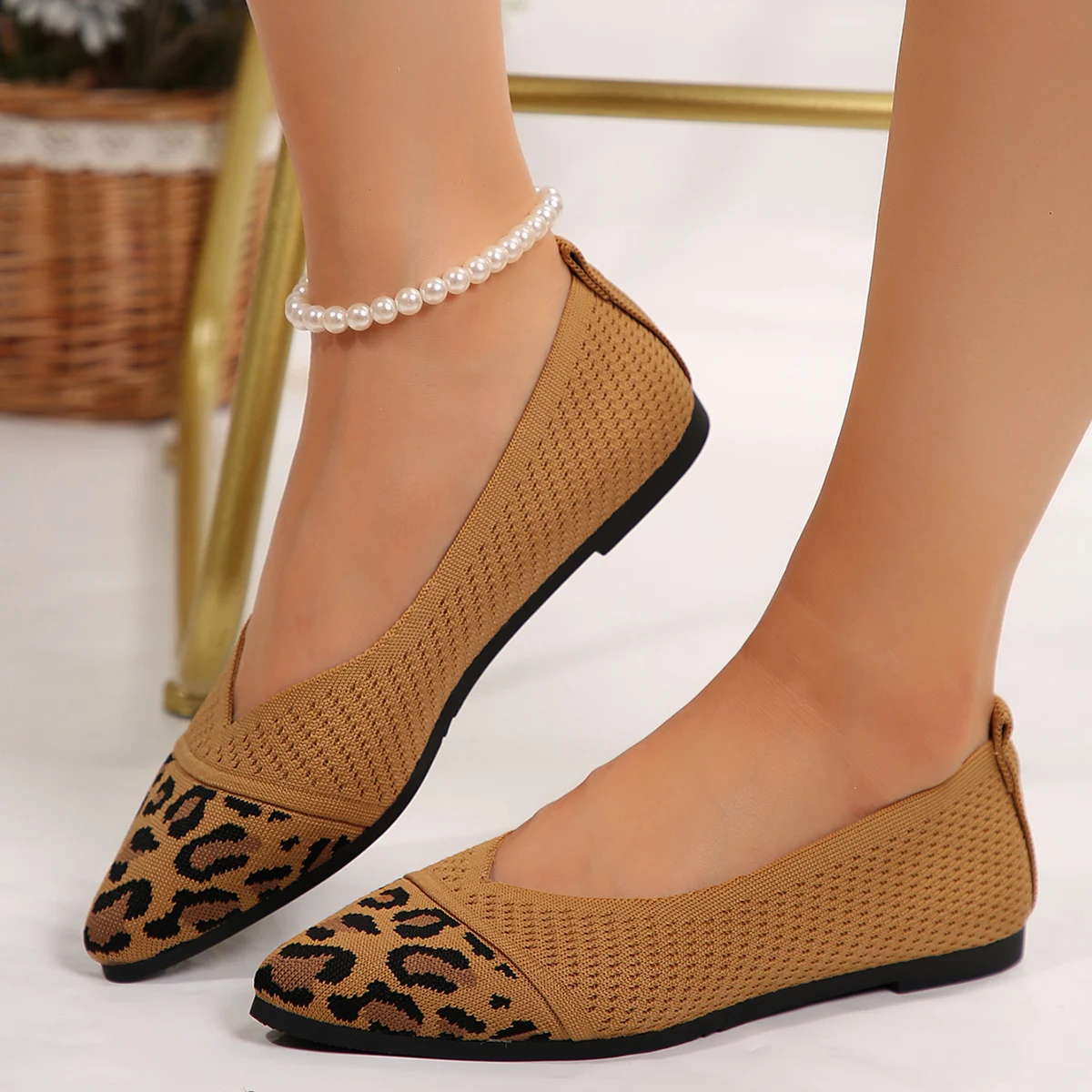 Pointed Toe Flats Womens Shoes Comfort Womans Shoes Fashions 2024 Leopard Shoes Zapato Mujer Casual Sapatos Feminino Zapatillas