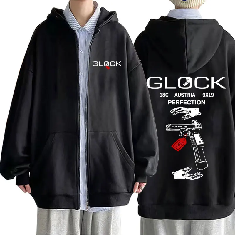 

Tactical Army Fan Club Outdoor Training Competition Glock Graphic Zipper Hoodie Men Women Fashion Casual Oversized Zip Up Jacket