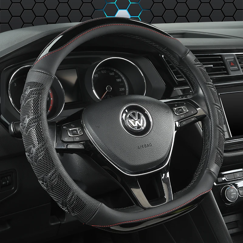 

D Shape Car Steering Wheel Cover For VW Jetta 6 2017-2021 Golf 7 Scirocco Bettle 2012-2021 Tiguan 2019 2020 Auto Accesorioss