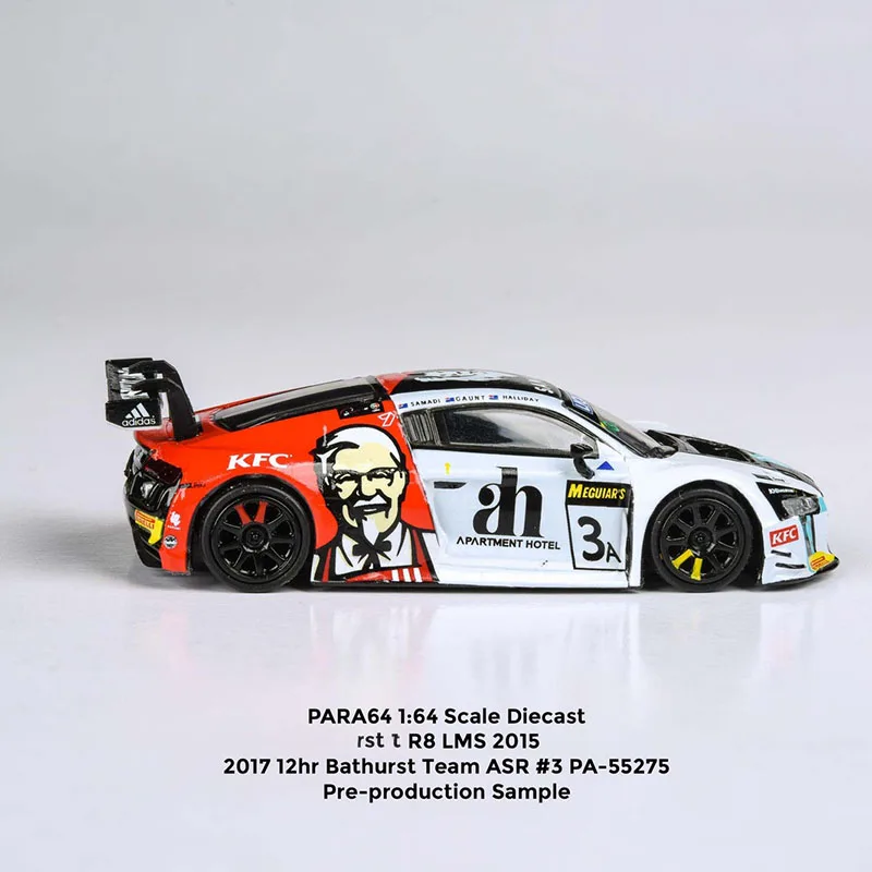 جديد 1/64 مقياس R8 LMS 2015 سباق السيارات 3 بوصة دييكاست سبيكة لعبة سيارات 7 سنتيمتر لجمع هدية