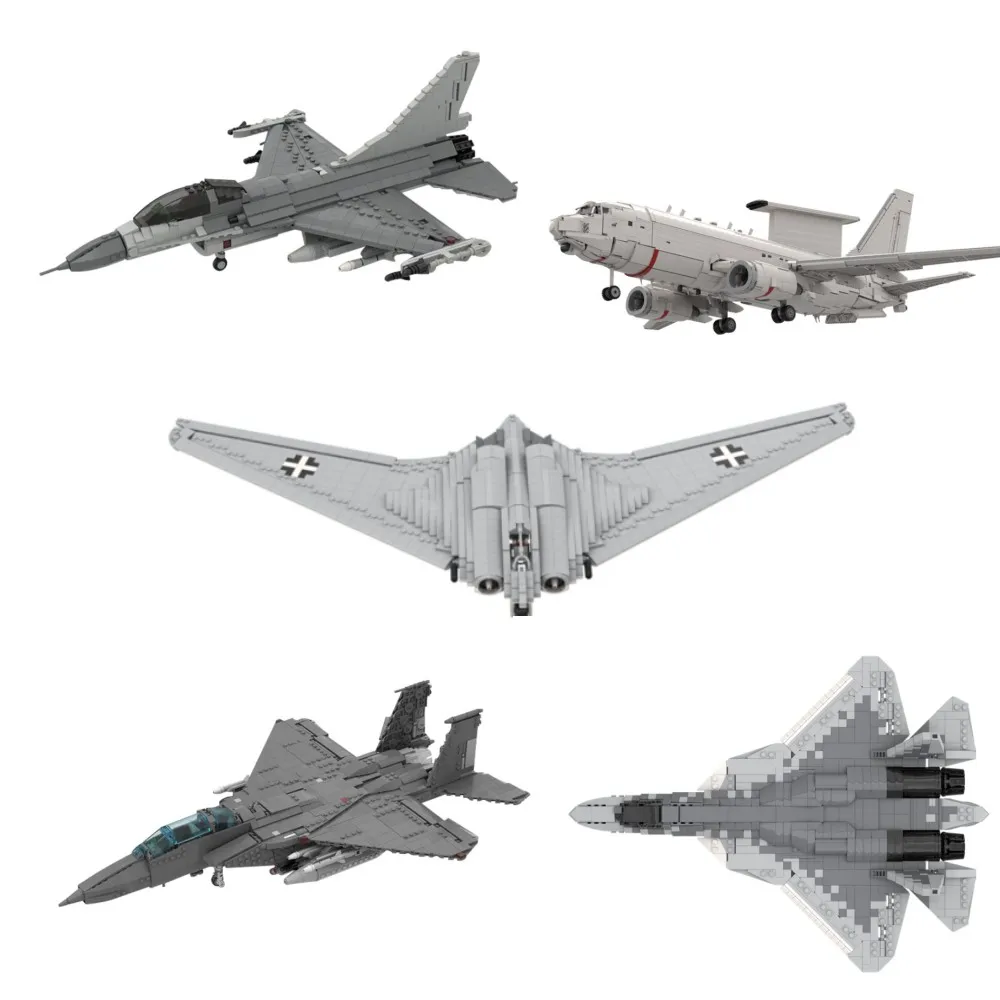 MOC Space F-16 Fighting Falcon Building Blocks Model Ho 229 fighter Bricks Su - 57 Felon Aircraft Boeings E-7 Wedgetail Toy Gift