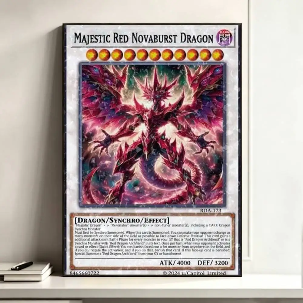 Y-Yu-Gi-Oh Victory Dragon  Poster Waterproof Wall Art Sticker For Bar Living Room Vintage Decor High Quality Print Gift