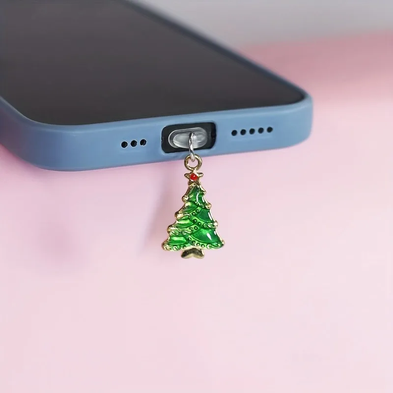 Christmas Santa Claus Christmas Tree Christmas Hat Mobile Dust Plug Pendant For iPhone Accessories Decoration Type-C Port Dust view 2