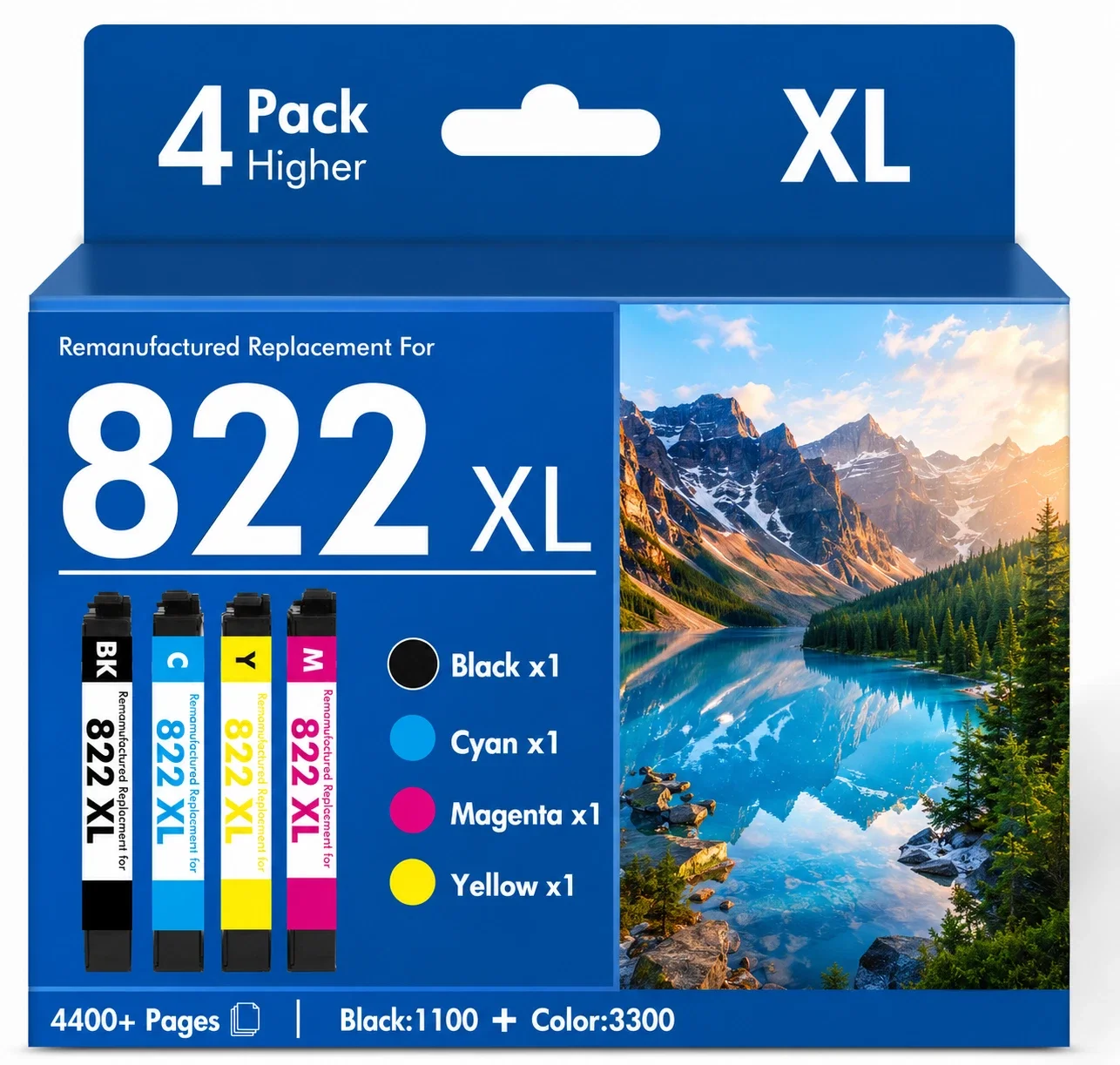 822XL Ink Cartridge 4Pack Compatible for Workforce Pro WF-3820 WF-3823 WF-4820