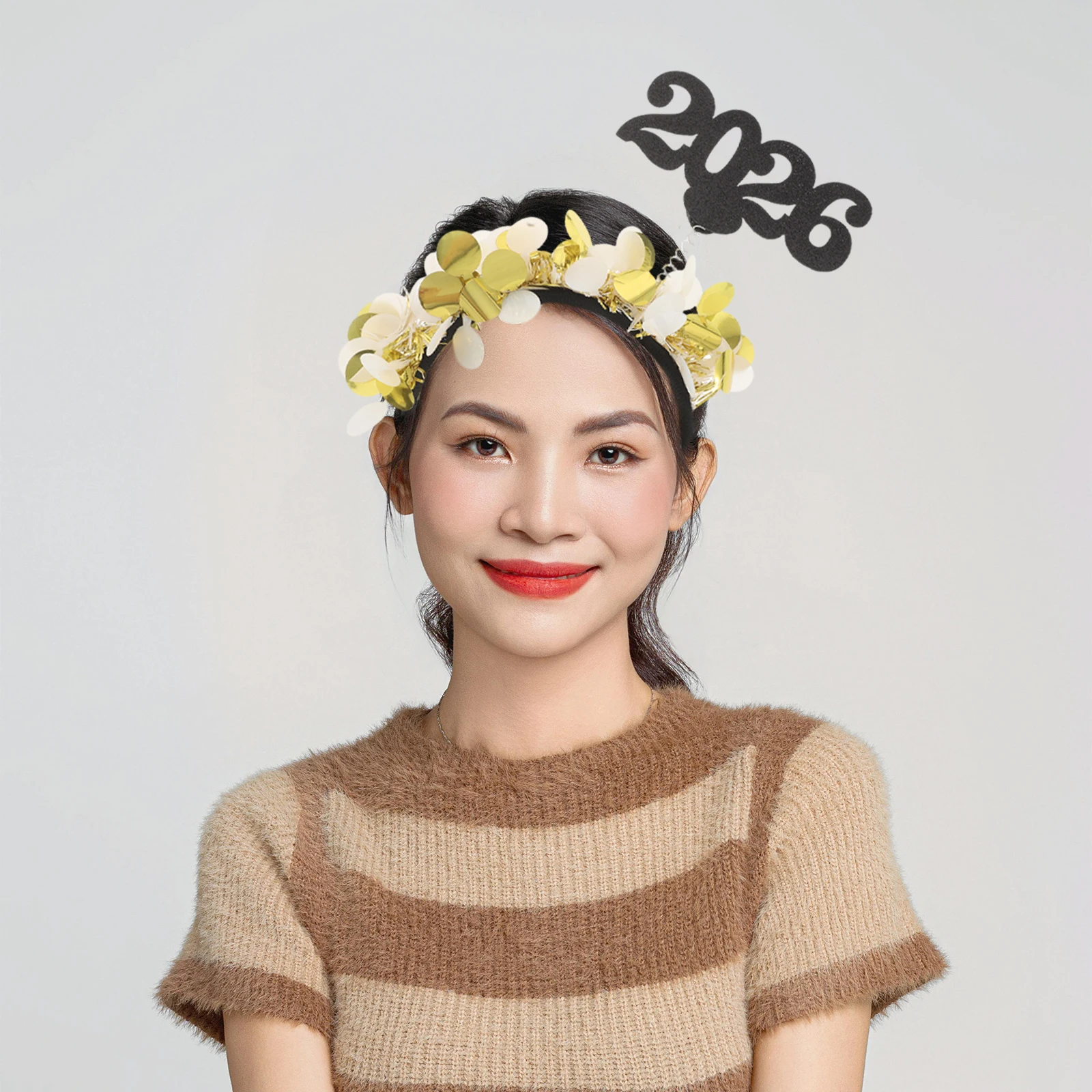 

3pcs New Year Headband 2026 Festive Gold Hair Accessories Party Wear For Women Teens Holiday Celebration Photo Booth Props