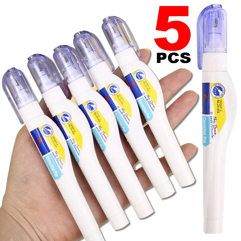 Metal Headed Error Correction Fluid Pen for Student Stationery 1/2/3/5Pcs High Quality Quick Drying Error Correction Fluid Pen