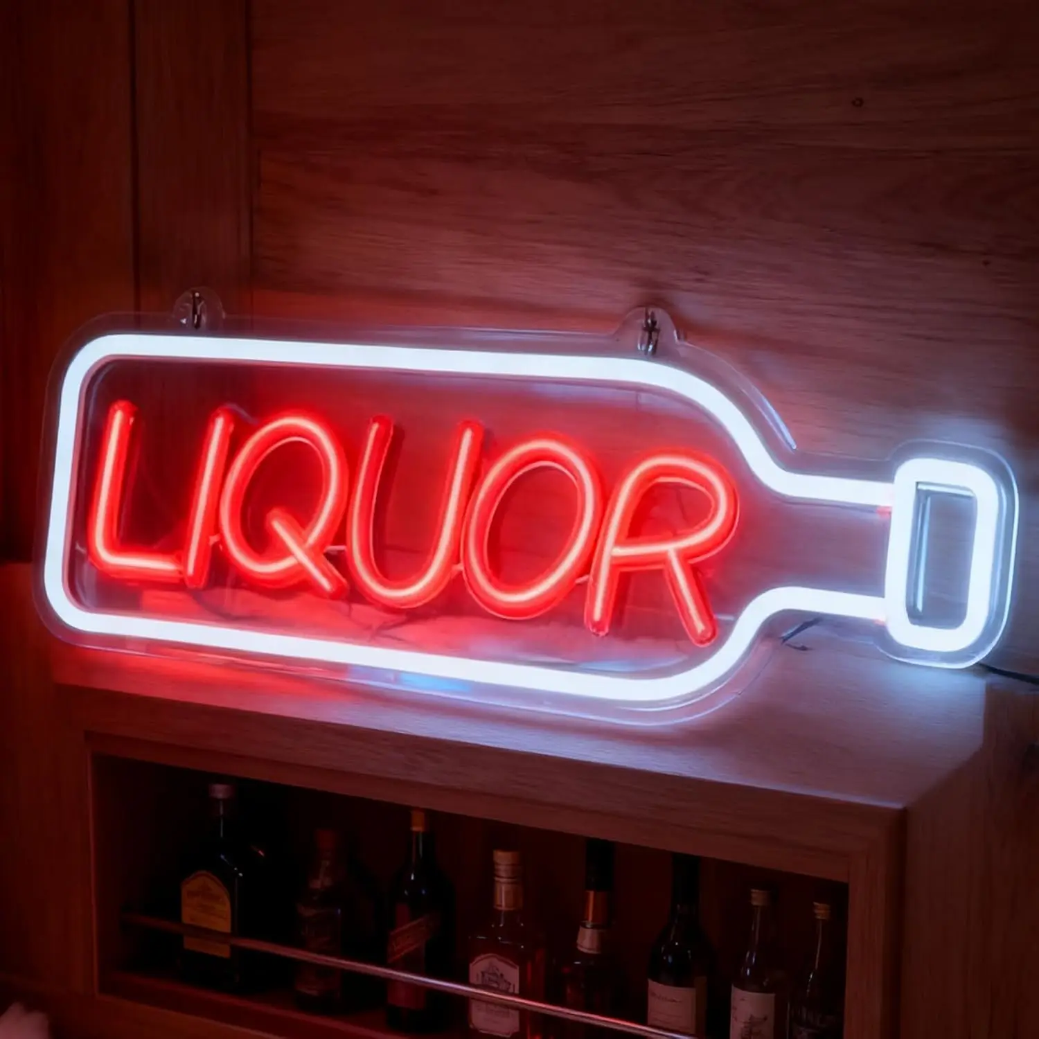 

LIQUOR Bottle Red White Neon Sign LED Bar Light for Pub Tavern Man Cave Home Bar Wall Decor Vintage Business Sign Retro Decor