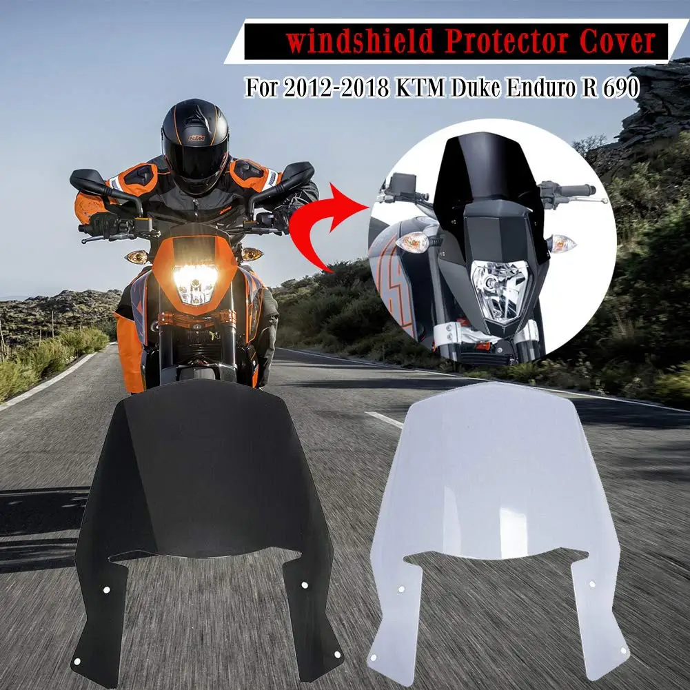 Motorcycle Windshield for 2012-2018 Duke Enduro R 690 Motorcycle Windscreen Windshield Screen Protector Cover 2013 2014 2015 201