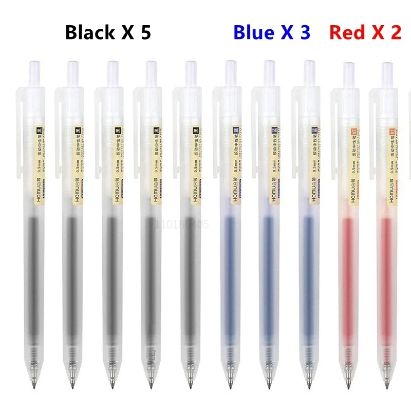 6/10pcs Retractable Gel Pens Set Black/Red/Blue Ink Ballpoint 0.5mm Matte Texture Fine Point Writing School Supplies Stationery