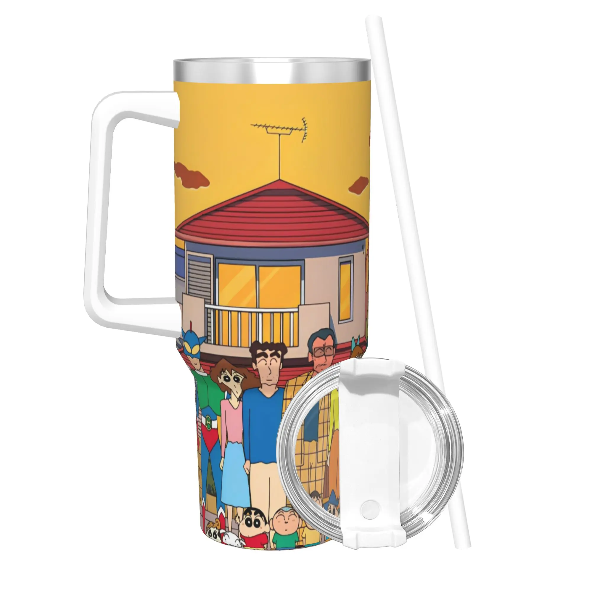 

Crayon Shin-chans Cartoon Anime Tumbler Vacuum Insulated Coffee Cups with Lid Straw Office Home Mugs Hot Cold Drink 40oz