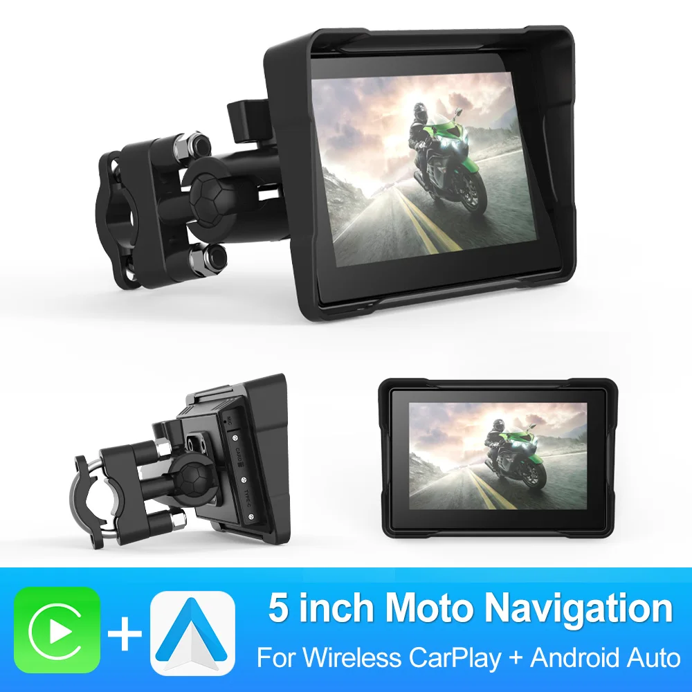 BEPOCAM 5 "/6.25" Motorfiets GPS Navigatie DVR Carplay Scherm voor Moto Dual Camera Drive Recorder IPX7 waterdichte Moto Monitor
