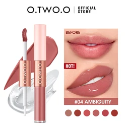 O.TWO.O-pintalabios mate de doble cabeza, 24hr, taza antiadherente, brillo de labios, tinte Plumper, maquillaje de lápiz labial impermeable de larga duración